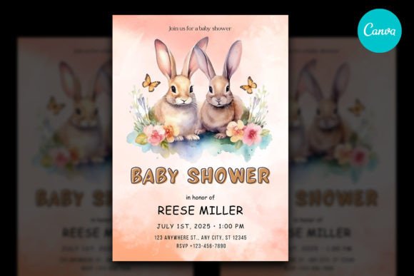 Editable Bunny Baby Shower Invitation: Effortless Canva Design