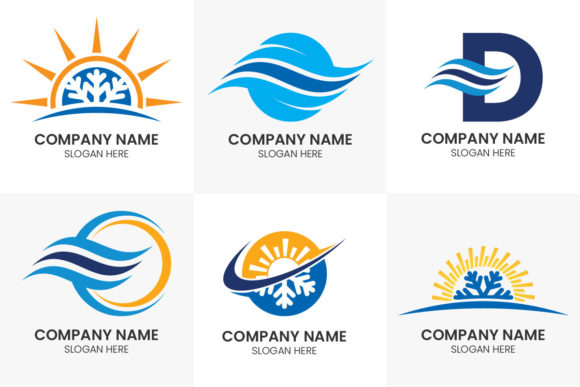 Logotype Hot and Cold Symbol: Essential Design Asset for HVAC Branding