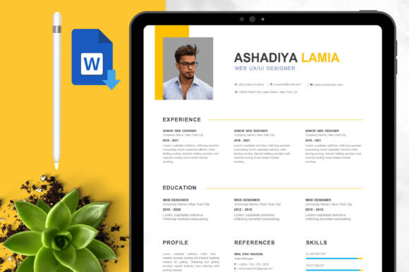 Professional Resume/CV Template Graphic: Clean, Modern, Editable